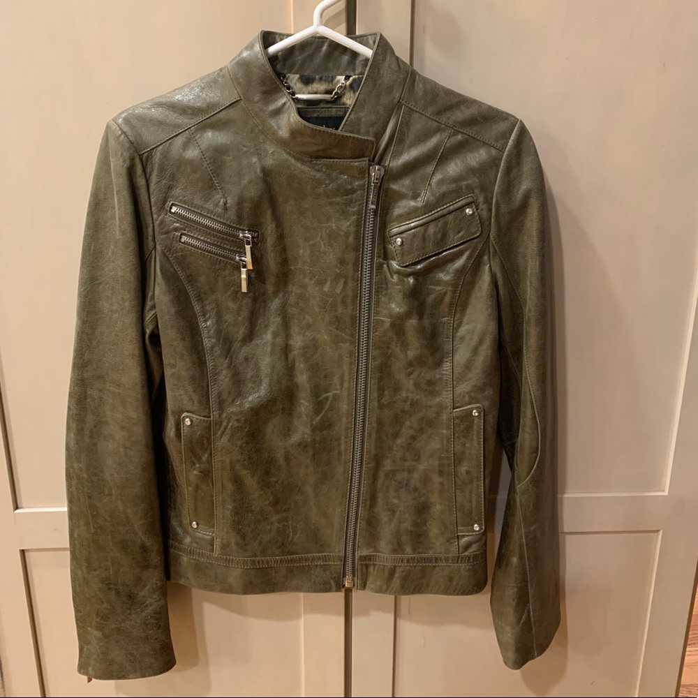 Laundry by Shelli Segal Olive Leather Jacket
